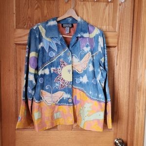 STUNNING!!~~Indigo Moon Butterfly Boho Bohemian Plus 2XL XXL Jacket coat